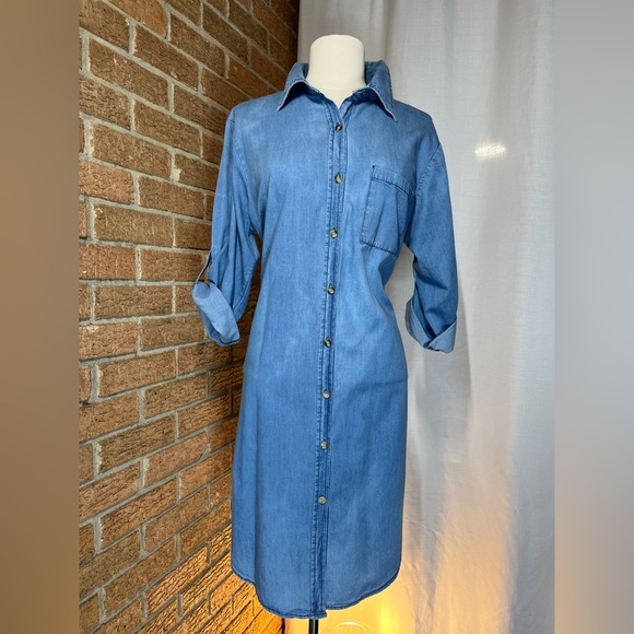 Speed Control Chambray denim shirt dress with waist tie- XL - Picture 10 of 16